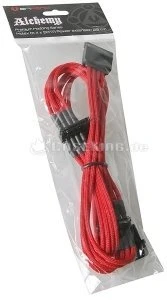 BitFenix Alchemy SATA-Stromadapter 4-Pin [IDE] auf 4x 15-Pin [SATA] 20cm, sleeved rot
