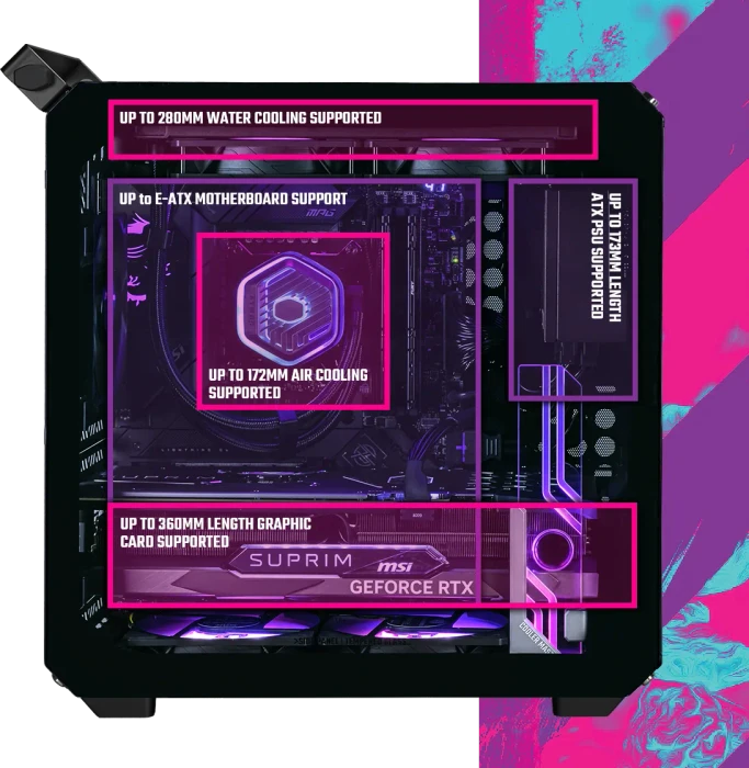 Cooler Master Qube 500 Flatpack Macaron Edition, Glasfenster