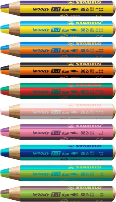 STABILO Woody 3in1 Duo Wachsmalstift weiß/aprikose