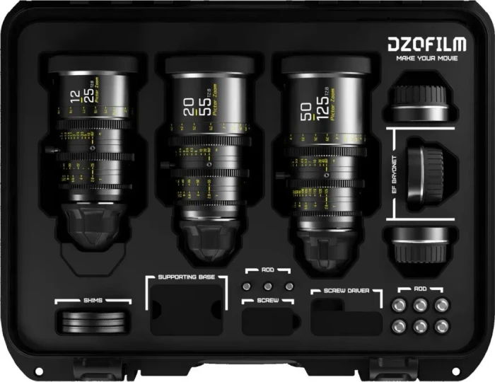 DZOFilm Pictor Zoom 12-25mm / 20-55mm / 50-125mm T2.8 S35 3 Lens Set Schwarz für PL