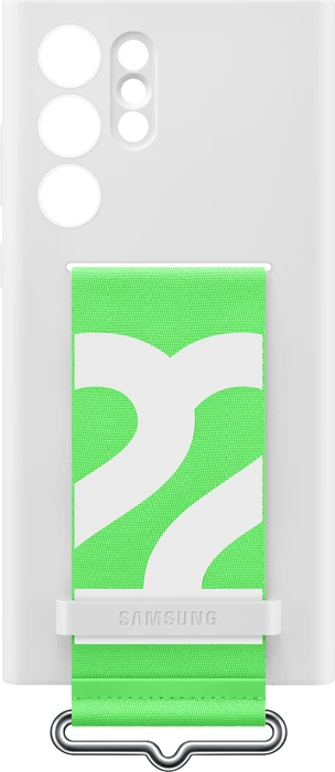 Samsung Silicone Cover with Strap für Galaxy S22 Ultra weiß