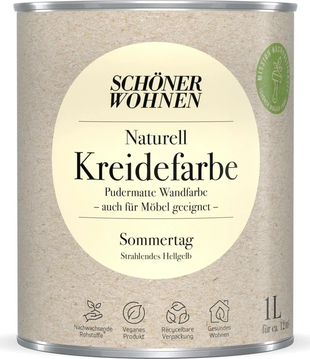 Schöner Wohnen Naturell Kreidefarbe innen sommertag strahlendes hellgelb, 1l