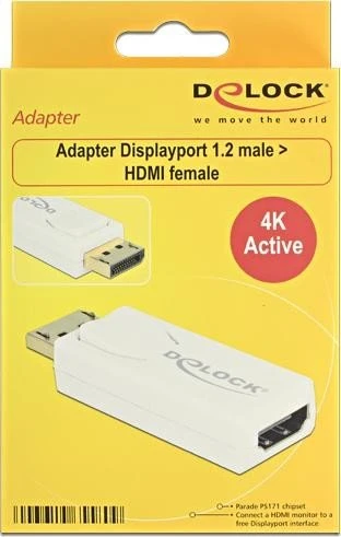 DeLOCK DisplayPort 1.2 [Stecker]/HDMI [Buchse] Adapter, aktiv, weiß