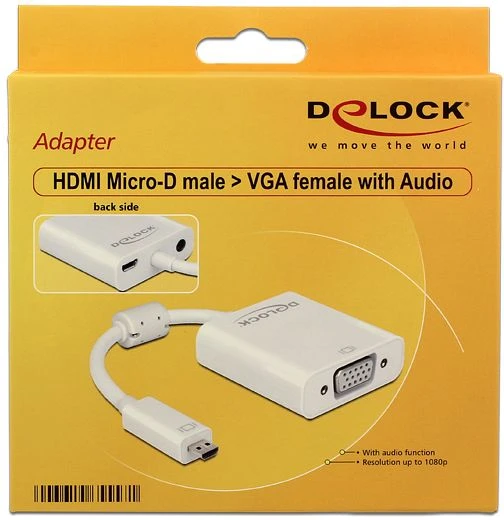 DeLOCK HDMI Mikro-D/VGA Adapter mit Audio weiß