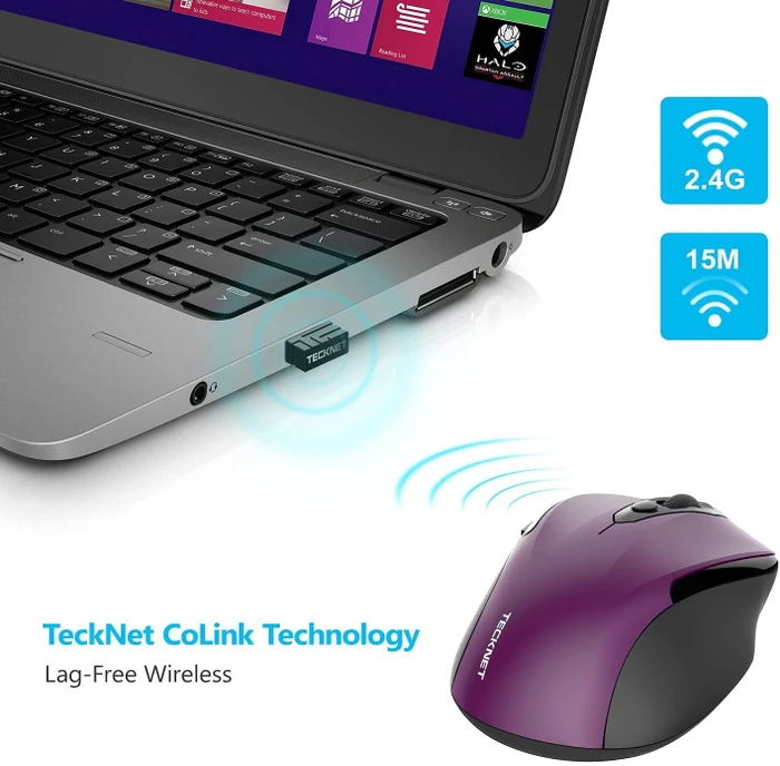 TeckNet Pro 2.4G Wireless, violett, USB