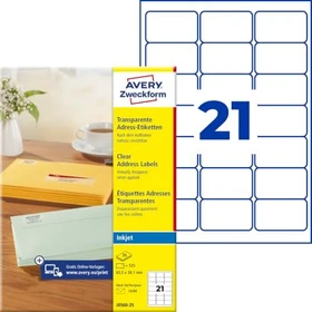 Avery-Zweckform Adressetiketten Sonderformat, 63.5x38.1mm, transparent, 25 Blatt (525 Etiketten)