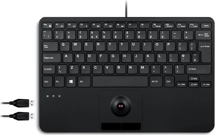 Perixx Periboard-526 Wired Mini Membrane Trackball Keyboard, schwarz, USB, UK