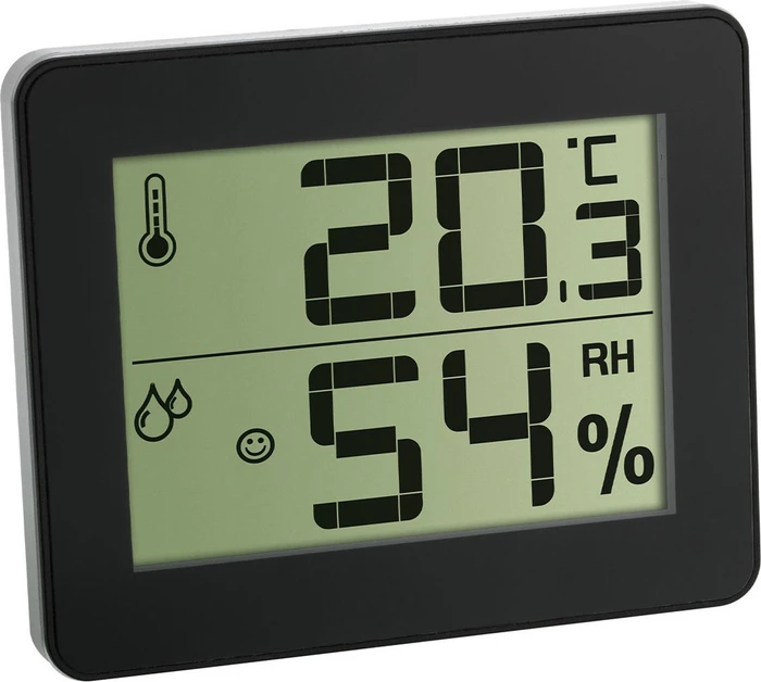 TFA Dostmann Hygrometer Temperaturstation schwarz, digital