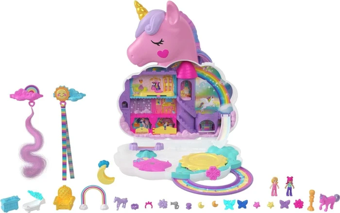 Mattel Polly Pocket - Einhorn Haarspiel Schatulle