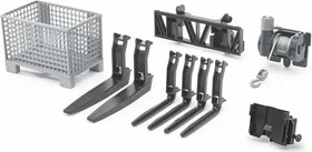 Bruder Profi-Serie Gitterpalette, Seilwinde und Frontladergabeln