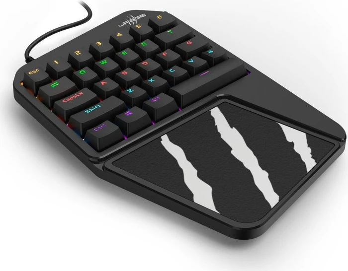 Hama uRage Exodus 410 One Handed Mobile Gaming Keyboard (PC/PS4/Xbox One), schwarz/grau, Gaote Outemu BLUE, USB-A