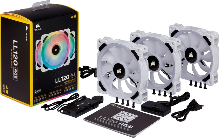 Corsair LL Series LL120 RGB, weiß, LED-Steuerung, 120mm, 3er-Pack