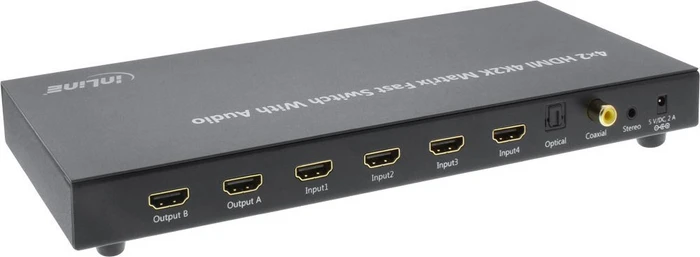 InLine HDMI Matrix Switch / Umschalter, 4K2K, 4 Eingänge auf 2 Ausgänge