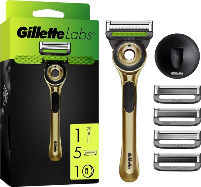 Gillette Labs Champion Gold Edition Rasierer + 5 Wechselklingen + Duschhalterung
