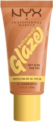NYX Buttermelt Glaze Soft Glow Skin Tint 03 cashew butta LSF30, 30ml