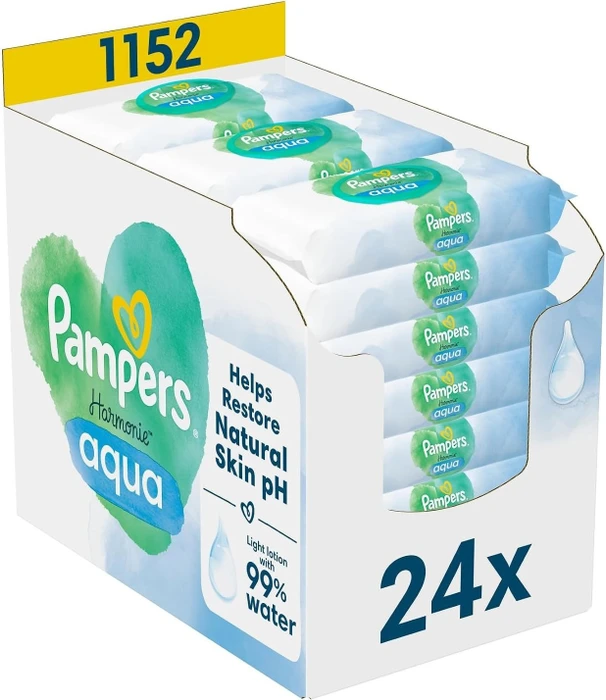 Pampers Harmonie Aqua Feuchttücher, 1152 Stück (24x 48 Stück)