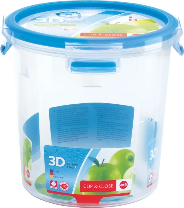Emsa Clip&Close rund Aufbewahrungsbehälter 2l blau