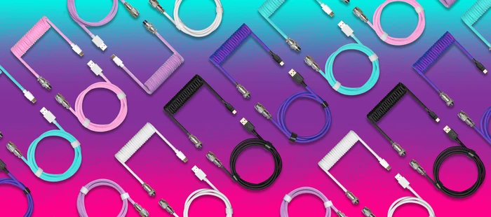 Cooler Master Coiled Cable USB-C auf USB-A, Tastaturkabel (Spiral-Textilkabel), 1.5m, Thunderstorm Blue/Purple
