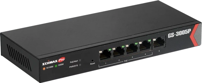 Edimax Pro GS-3000 Desktop Gigabit Smart Switch, 5x RJ-45, 60W PoE+