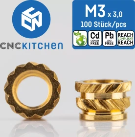 CNC Kitchen Gewindeinsatz M3 kurz, 100er-Pack