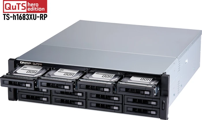 QNAP QuTS hero TS-h1683XU-RP-E2236-128G, 128GB RAM ECC, 2x SFP+ 10Gb/s, 2x RJ-45 10GBase-T, 3HE