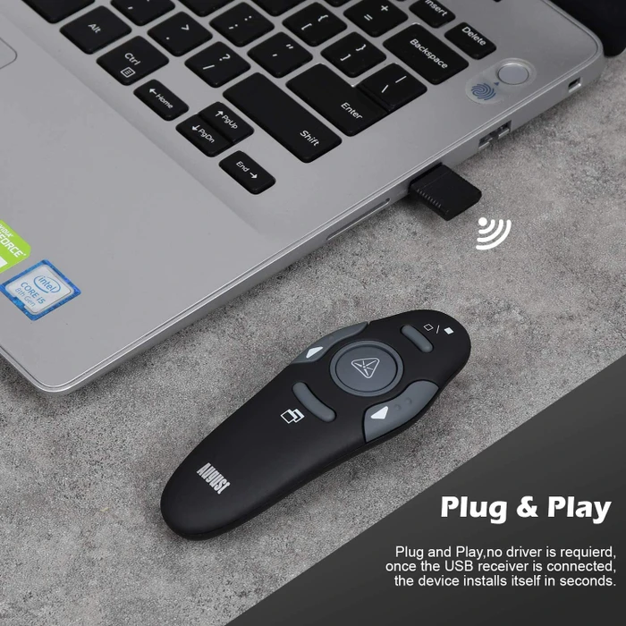 August LP205R Presenter mit Laserpointer schwarz, USB-A