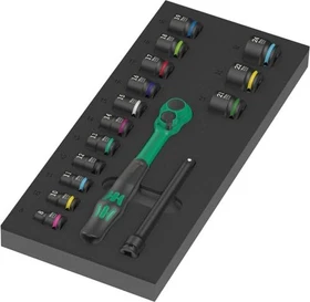Wera 9724 8010 B Zyklop Comfort Knarre Set 1 Steckschlüsselsatz, 16-tlg.