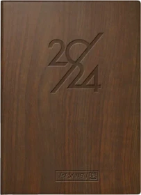 Brunnen Modell 736 Taschenkalender Tageskalender 2024, 100x140mm, Kunststoff-Cover, braun, 184 Blatt
