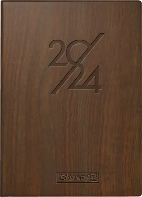 Brunnen Modell 736 Taschenkalender Tageskalender 2024, 100x140mm, Kunststoff-Cover, braun, 184 Blatt