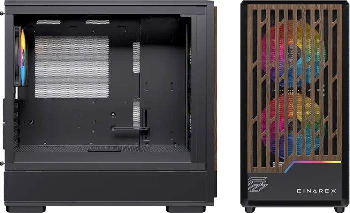 Einarex Pulse PM400 RGB Black, schwarz/braun, Glasfenster