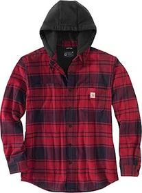 Carhartt Rugged Flex Relaxed Fit Flannel Fleece Lined Hooded Hemd langarm oxblood (Herren)