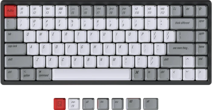 Keychron Q1/K2 OEM Dye-Sub Keycap-Set Retro Mac, Kunststoff (PBT), Retro Mac, weiß/rot/grau, 91 Tasten (84+7), ANSI-US