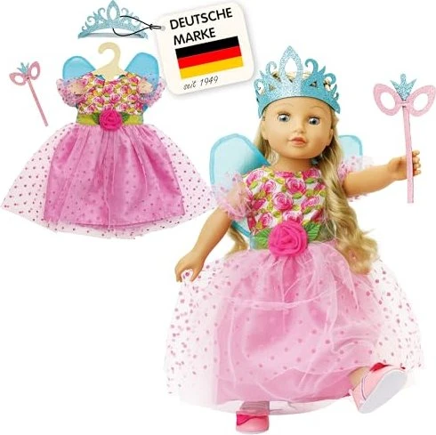 Heless Puppenkleid Prinzessin Lillifee mit Glitzerkrone und Augenmaske 35-45cm