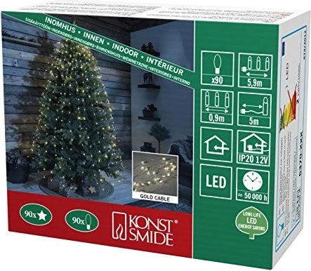 Konstsmide Lichterkette 90 Sterne gold LED 90x warmweiß