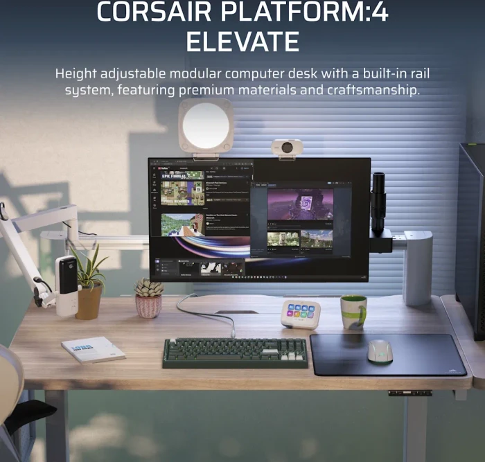 Corsair Platform:4 Elevate elektrisch höhenverstellbarer Sitz-Steh-Schreibtisch 120x76cm Kiefer/weiß