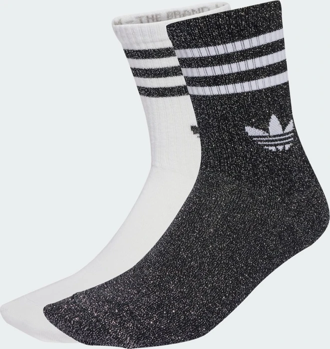 adidas 3-Stripes Glitter Crew Socken schwarz/weiß, 2 Paare (Damen)