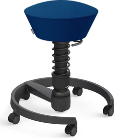 Aeris Swopper New Edition Bürohocker mit Rollen, Feder Standard, Gestell Alu schwarz, Bezug Wollmischung Select blau