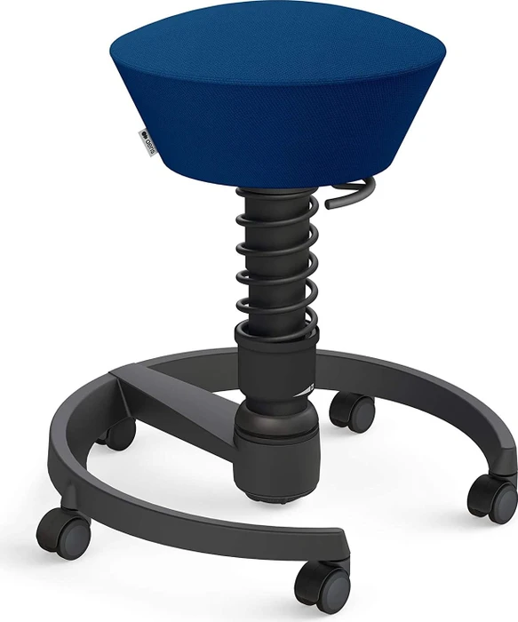 Aeris Swopper New Edition Bürohocker mit Rollen, Feder Standard, Gestell Alu schwarz, Bezug Wollmischung Select blau