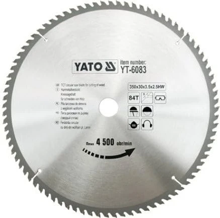 Yato YT-6083 HM Kreissägeblatt 84Z, 350x2.5x30mm, 1 Stück