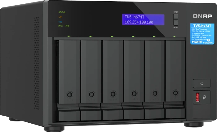 QNAP QuTS hero TVS-h674T-i5-32G, 32GB RAM, 2x RJ-45 2.5GBase-T, 2x Thunderbolt 4 / USB4