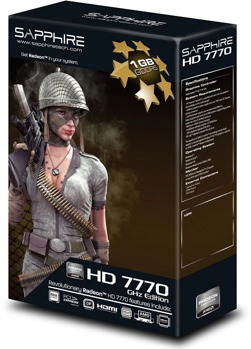 Sapphire Radeon HD 7770 GHz Edition, 1GB GDDR5, DVI, HDMI, DP, lite retail