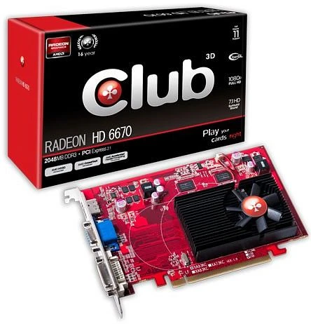 Club 3D Radeon HD 6670, 2GB DDR3, VGA, DVI, HDMI