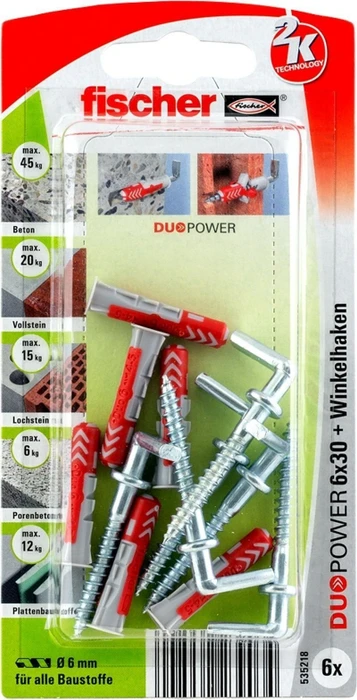 fischer DuoPower 6x30 RH K Schrauben/Dübel-Sortiment, 6 Stück