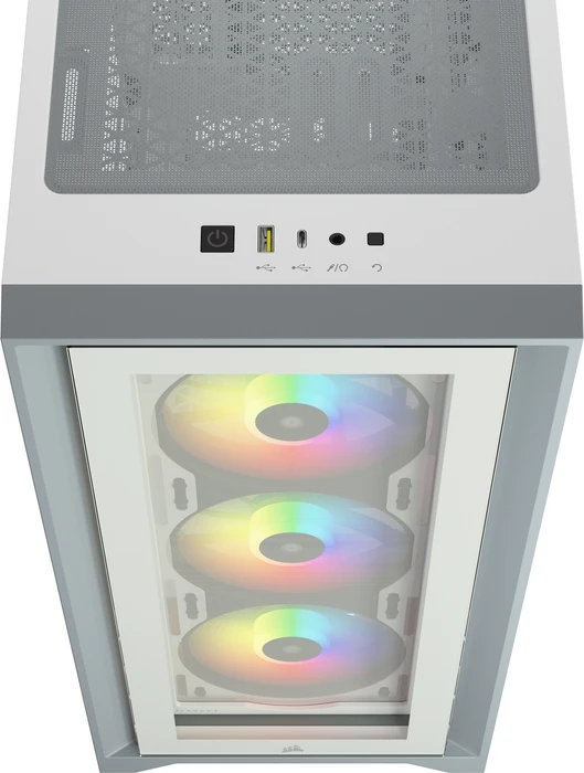 Corsair iCue 4000X RGB, weiß, Glasfenster