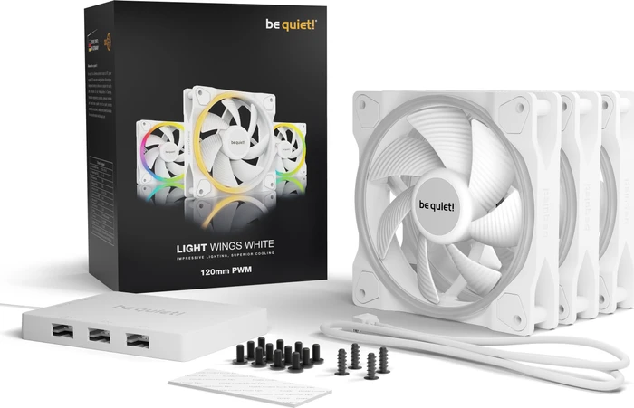 be quiet! Light Wings White PWM, LED-Steuerung, 120mm, 3er-Pack