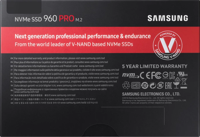 Samsung SSD 960 PRO 512GB, 512B, M.2 2280 / M-Key / PCIe 3.0 x4