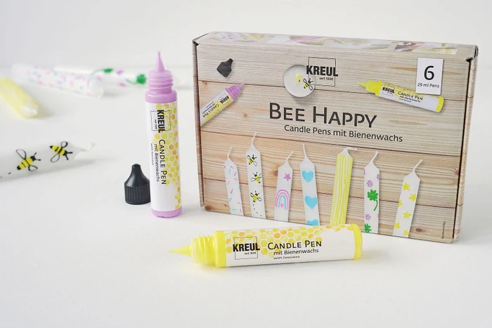 Kreul Candle Pen Kerzenmalfarbe Bee Happy, 6 Farben, 29ml, 6er-Set