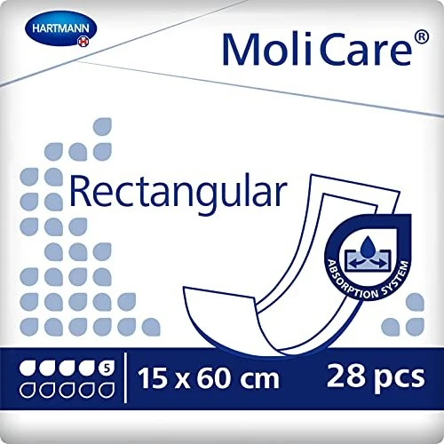 Hartmann MoliCare Rectangular 5 Tropfen Hygieneeinlage, 15x60cm, 28 Stück