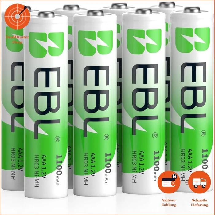 EBL Micro AAA NiMH 1100mAh, 8er-Pack