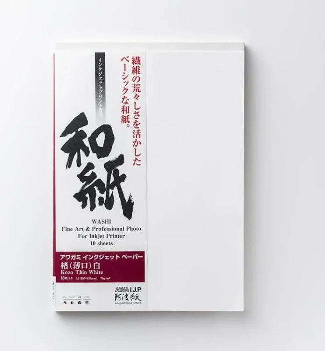 Awagami Kozo Thin White Kunstdruckpapier matt, 44", 70g/m², 15m